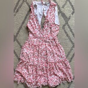 Floral Pink and White Sleeveless Dress